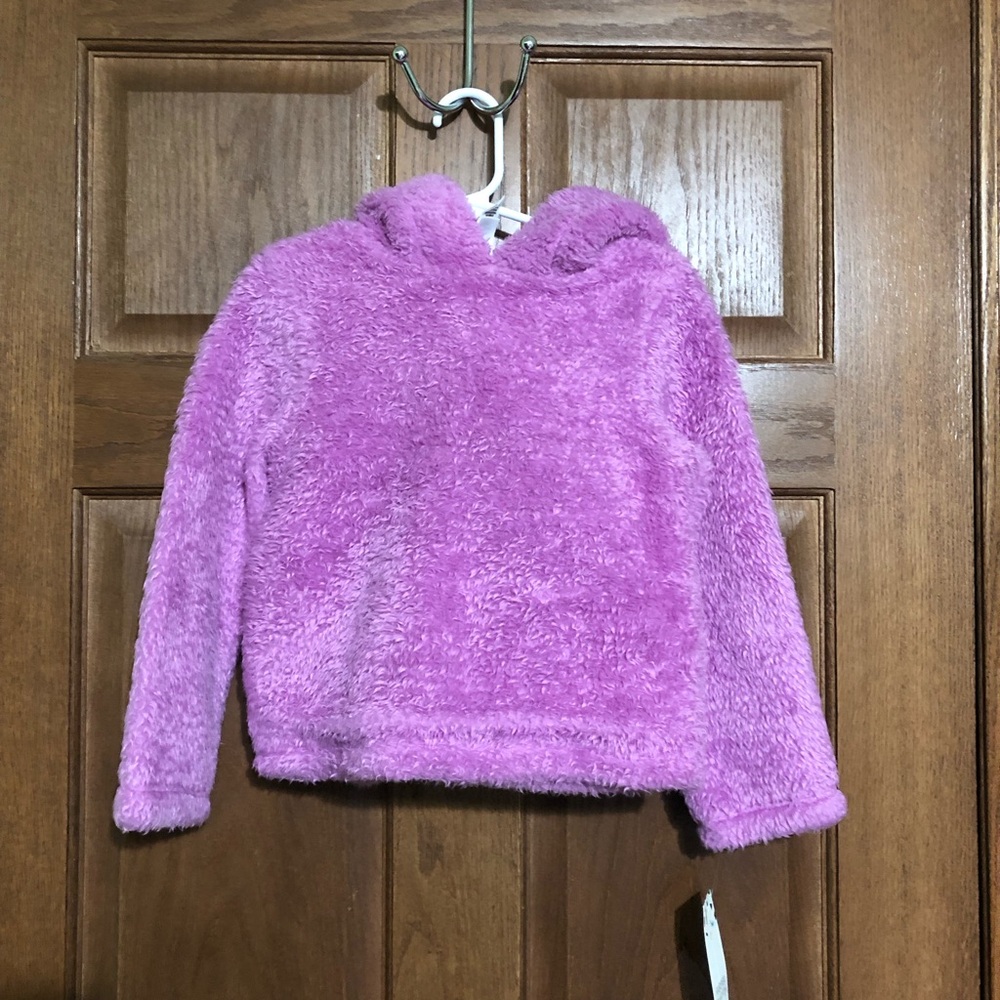 NWT Size 4 Toddler Harper Canyon purple hooded teddy ear Sherpa sweatshirt